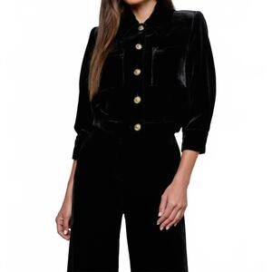 NEW L'AGENCE jia velvet jacket in black